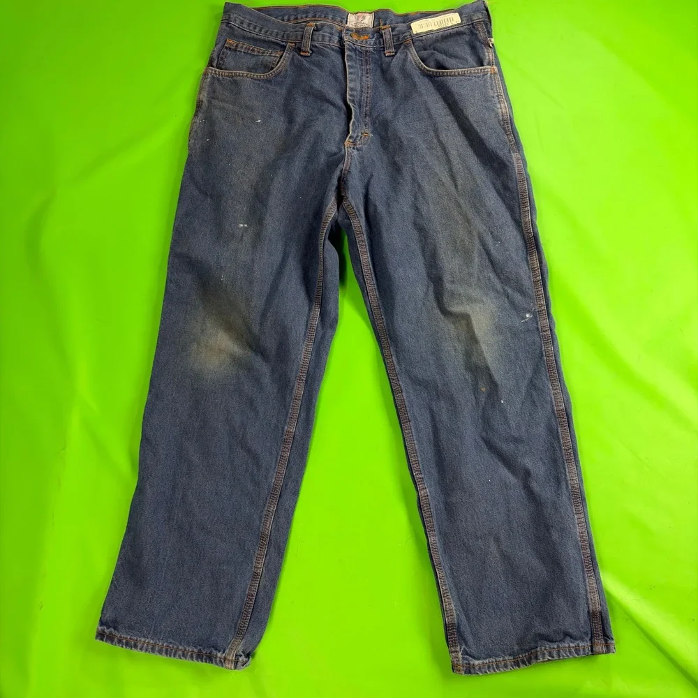 Tyndale FR Distressed Carpenter Jeans Mens 38/32 Blue Flame Resistant Workwear